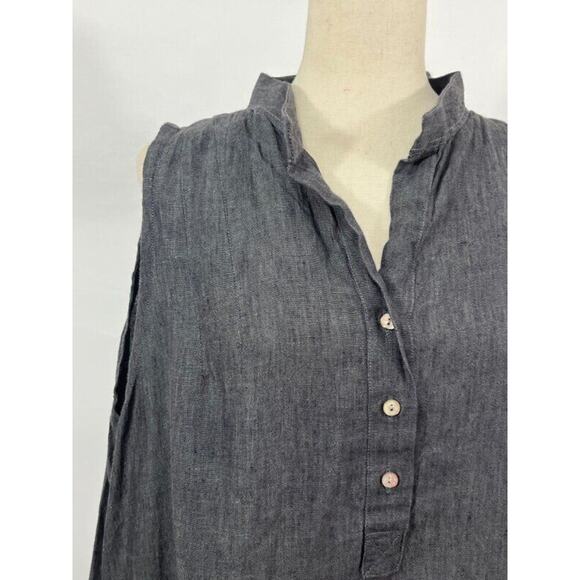 SOUTH STREET LINEN SOST Sz 3 XL 18/20 Charcoal Gray Sleeveless Jane Linen Tunic - Picture 4 of 10